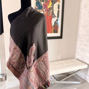 Elegant Black and Pink Paisley Shawl